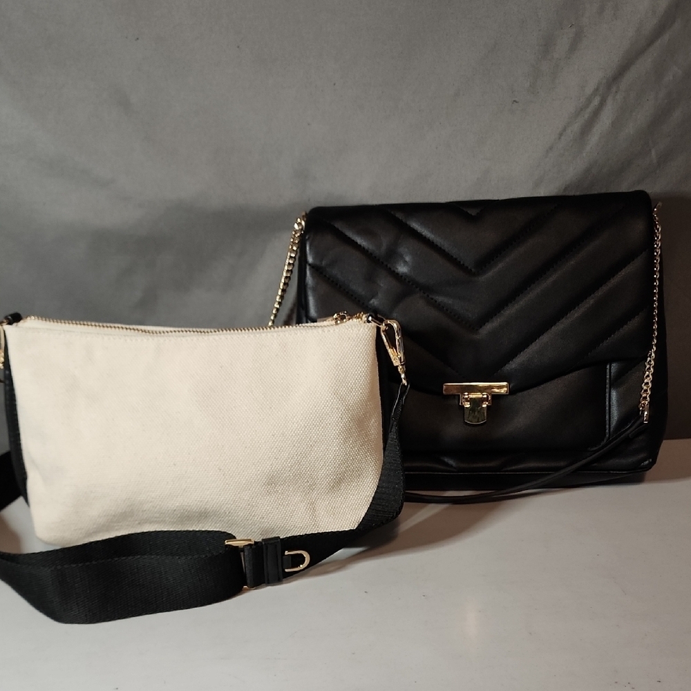 a new day Bundle -Black and Cream Crossbody Bag Set